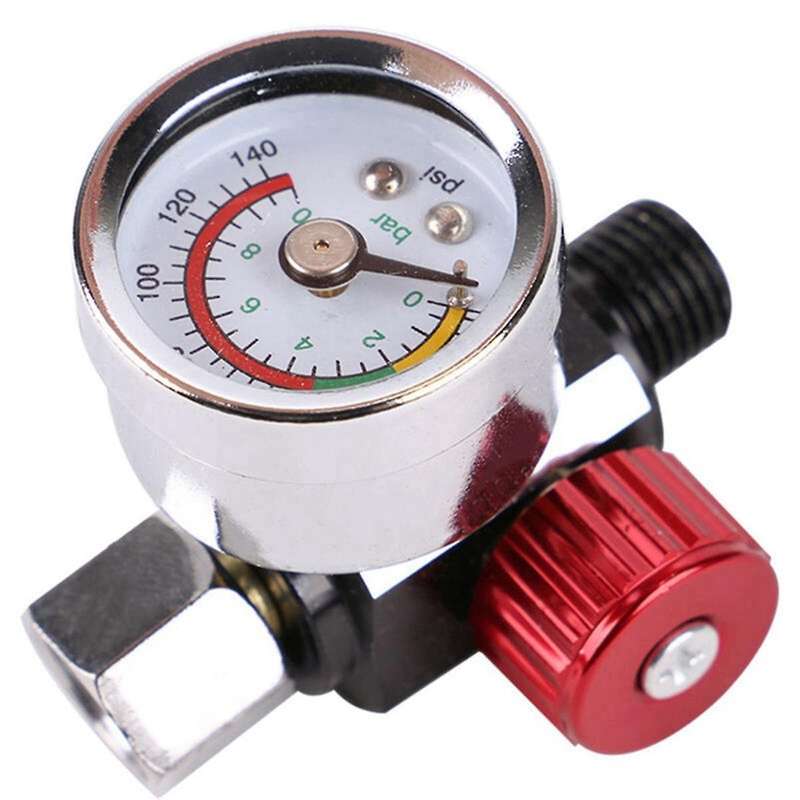 High-Flow Air Pressure Regulator with Instrument, 0-140 PSI Air Flow Control Regulating Valve is Sui