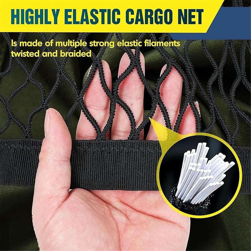 Highly Elastic Cargo Net for Pickup Truck Bed, Truck Bed Cargo Net Mesh, 4x4ft Stretches to 8x8ft Tr