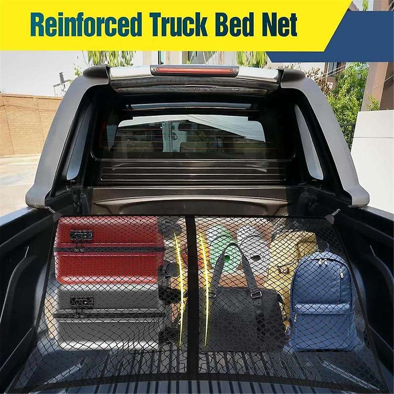 Highly Elastic Cargo Net for Pickup Truck Bed, Truck Bed Cargo Net Mesh, 4x4ft Stretches to 8x8ft Tr