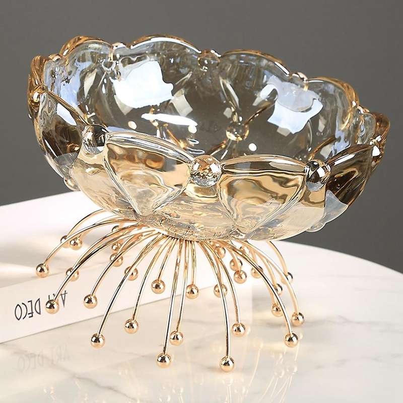 High-Foot Crystal Glass Fruit Plate Luxury Living Room Dining Table Snacks Candy Plate Nordic Home K