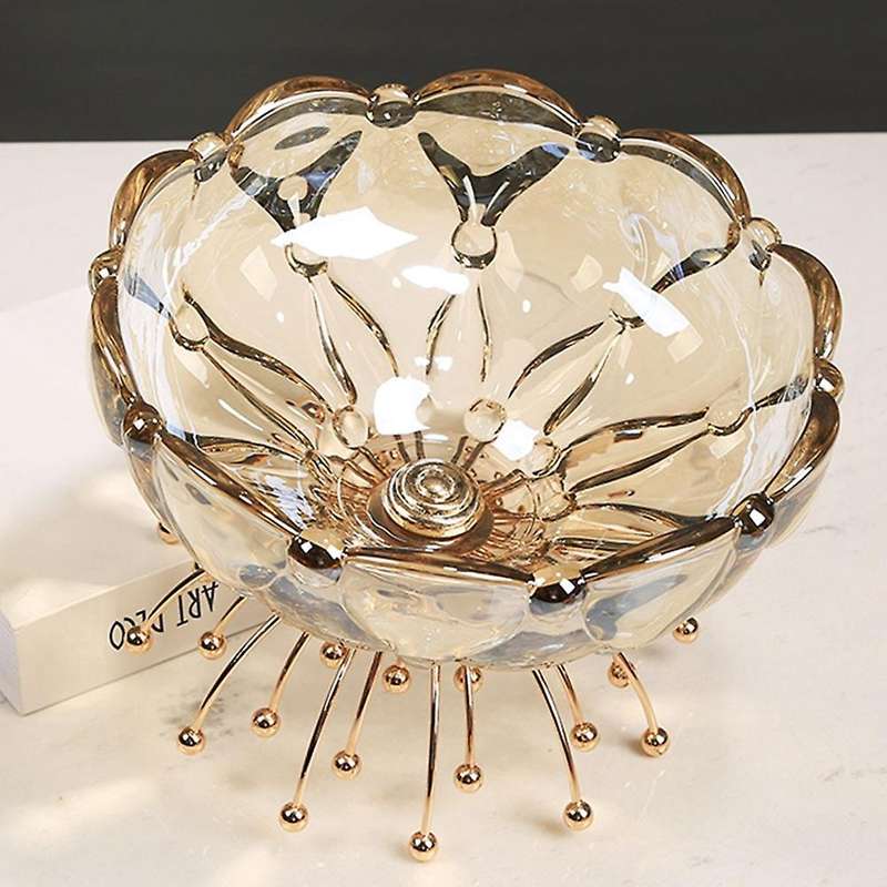 High-Foot Crystal Glass Fruit Plate Luxury Living Room Dining Table Snacks Candy Plate Nordic Home K