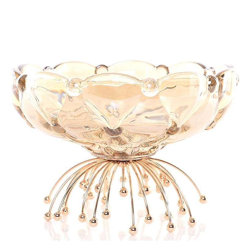 High-Foot Crystal Glass Fruit Plate Luxury Living Room Dining Table Snacks Candy Plate Nordic Home K