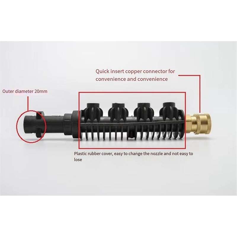 High-Pressure Car Wash Nozzle Extended Bent Rod Fan-Shaped Quick Connect Nozzle for Car Cleaning Gar