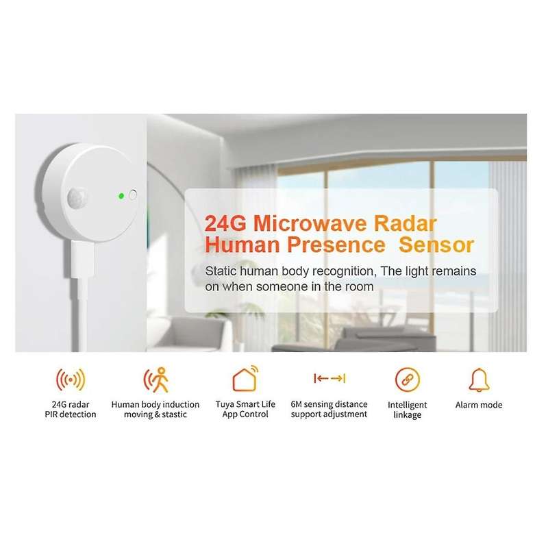 Hlk-he201 Intelligent Human Presence & Motion Radar+pir Sensor for Smart Home Configure with Tuya A