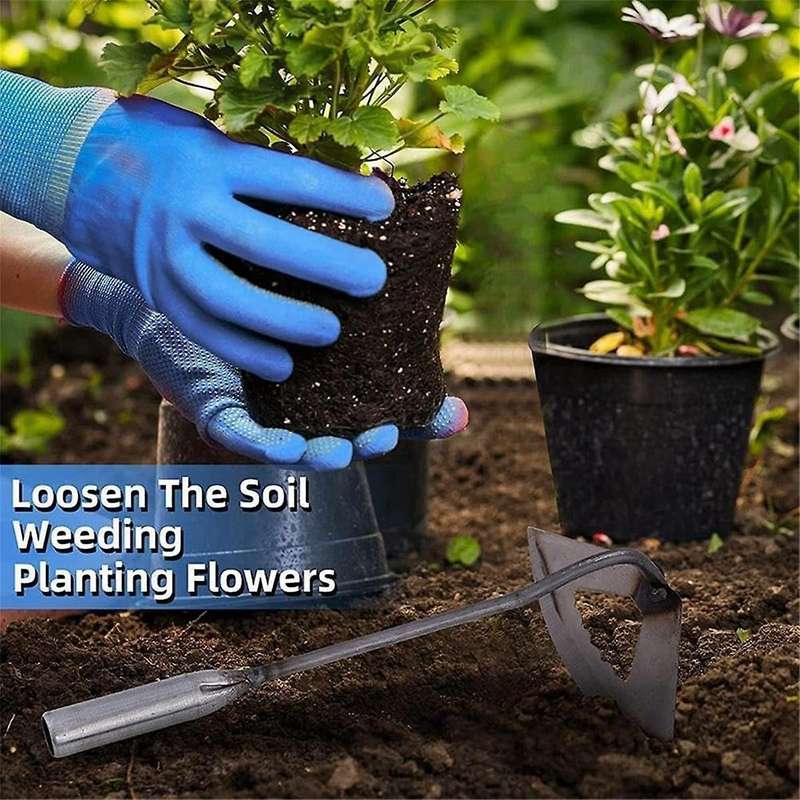Hoe Farm Tools,Special All-Steel Manganese Steel Gardening Hand-Held Hollow Small Hoe, Weeding Artif
