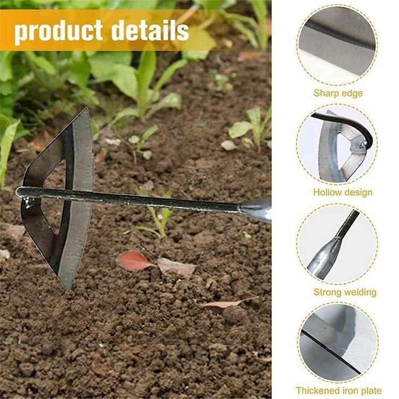 Hoe Farm Tools,Special All-Steel Manganese Steel Gardening Hand-Held Hollow Small Hoe, Weeding Artif