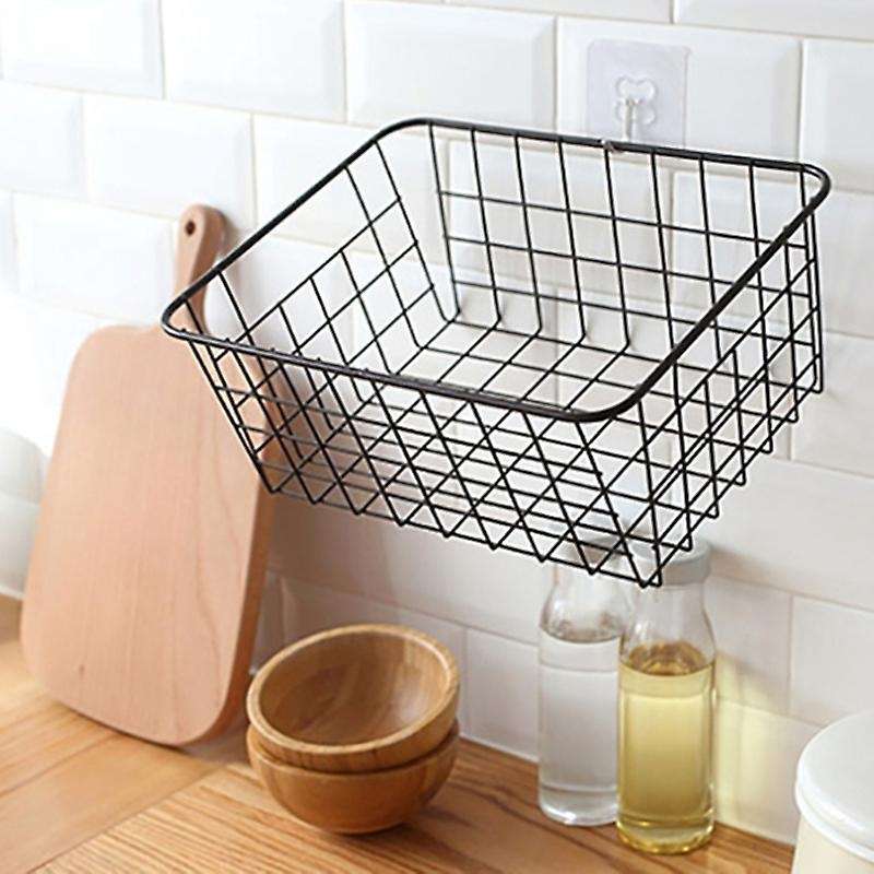 Hollow Iron Wired Basket, Storage Baskets Metal Basket without Interlining Bathroom Kitchen Organize