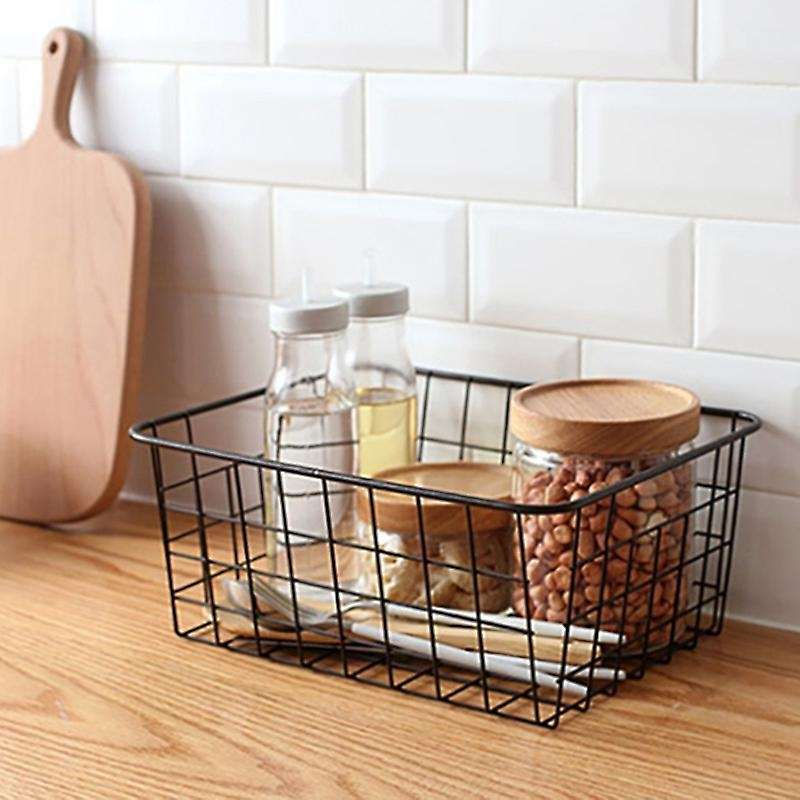 Hollow Iron Wired Basket, Storage Baskets Metal Basket without Interlining Bathroom Kitchen Organize