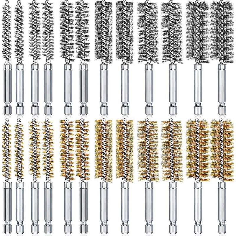 Hole Brush Bronze Set Steel Wire Hole Brush Set Stainless Steel Cleaning Brush, Suitable for Electr