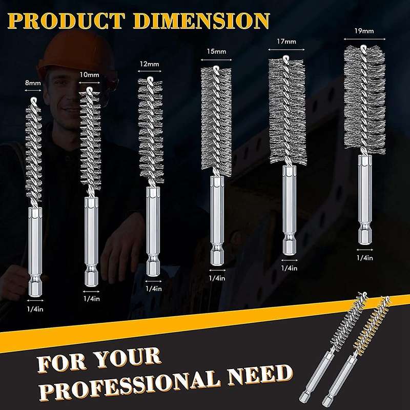Hole Brush Bronze Set Steel Wire Hole Brush Set Stainless Steel Cleaning Brush, Suitable for Electr