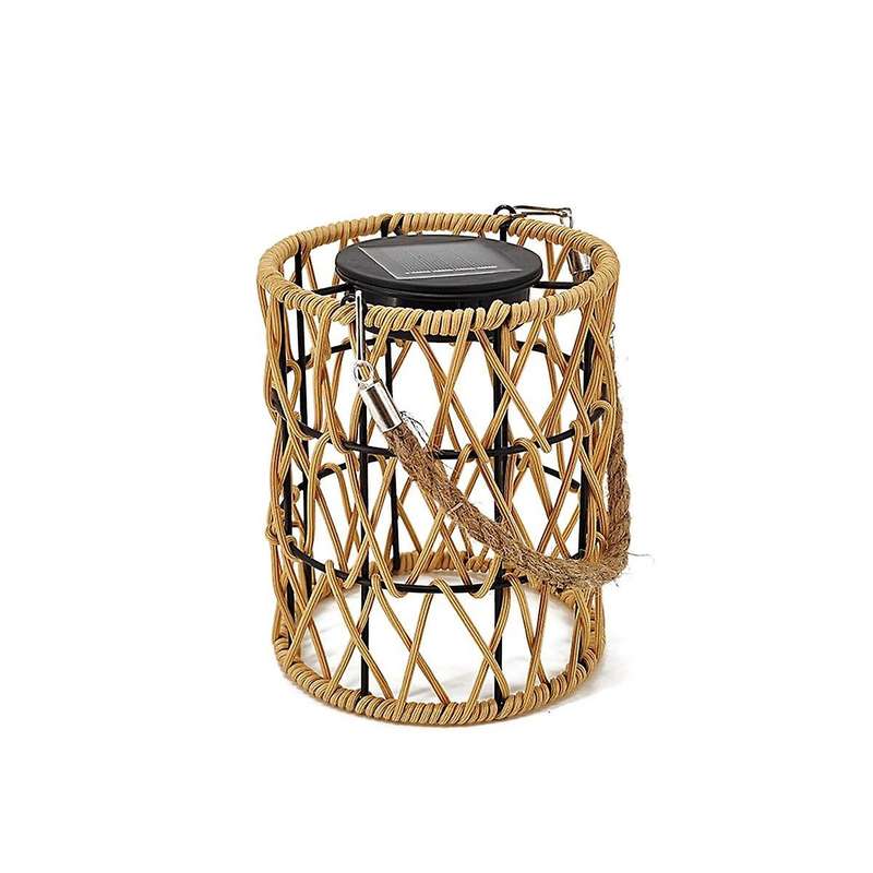 Hollow Out Solar Hanging Light Iron Rattan Woven Solar Light Garden Solar Hanging Lantern Yard Decor