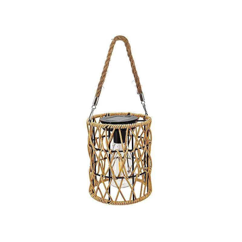 Hollow Out Solar Hanging Light Iron Rattan Woven Solar Light Garden Solar Hanging Lantern Yard Decor