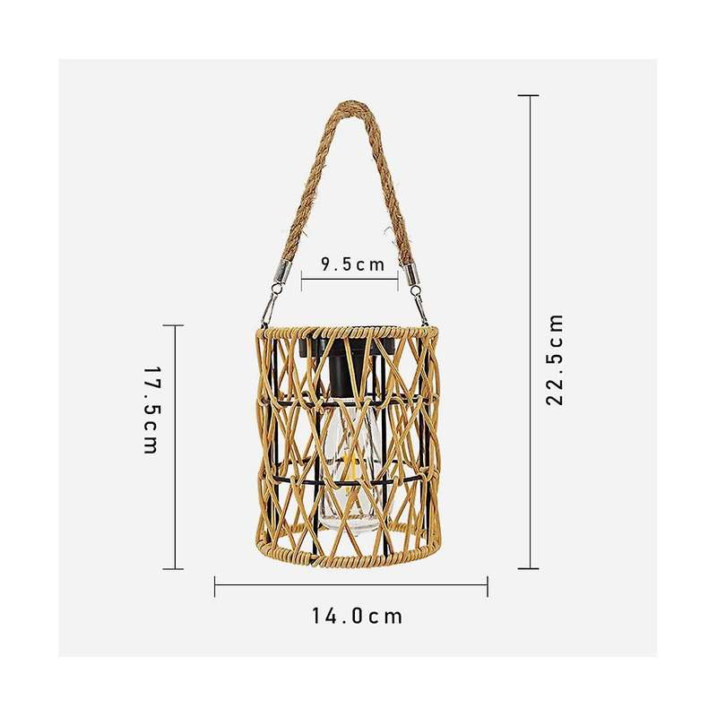 Hollow Out Solar Hanging Light Iron Rattan Woven Solar Light Garden Solar Hanging Lantern Yard Decor