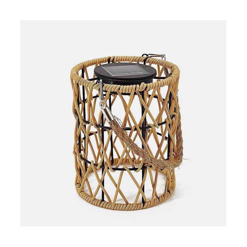 Hollow Out Solar Hanging Light Iron Rattan Woven Solar Light Garden Solar Hanging Lantern Yard Decor