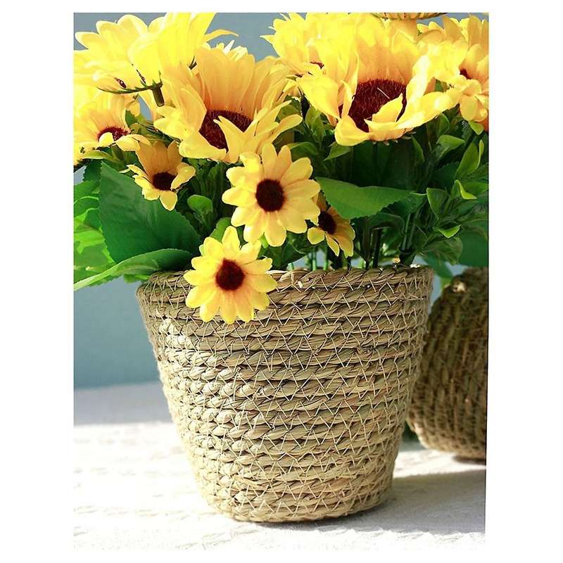 Home Decoration Straw Flower Pots Garden Flower Pots Containers Wicker Rattan Vases Storage Boxes