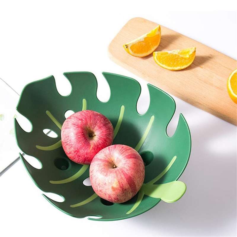 Home Decor Leaf Shaped Storage Tray Dish Kitchen Organization Accessory Fruit Food Container Modern