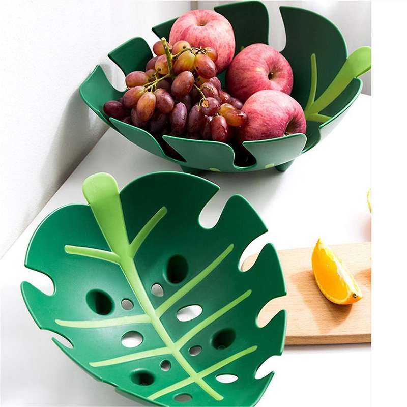 Home Decor Leaf Shaped Storage Tray Dish Kitchen Organization Accessory Fruit Food Container Modern
