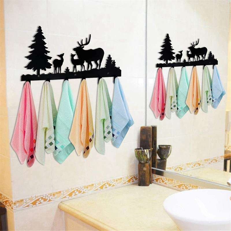 Home Metal Key Rack Holder Living Room Bedroom Kitchen Hook Hanger Rack Wall Mounted Clothes Hat Sca