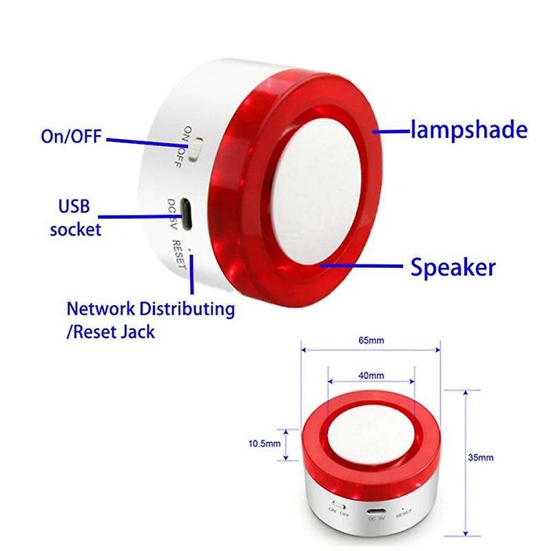 Home Security Tuya Smart Siren Alarm Strobe Flash Horn 100db Big Sounds to Threaten Thief for Alexa
