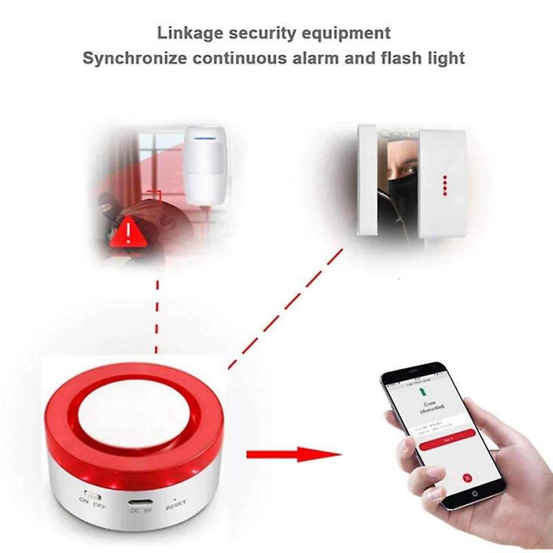 Home Security Tuya Smart Siren Alarm Strobe Flash Horn 100db Big Sounds to Threaten Thief for Alexa
