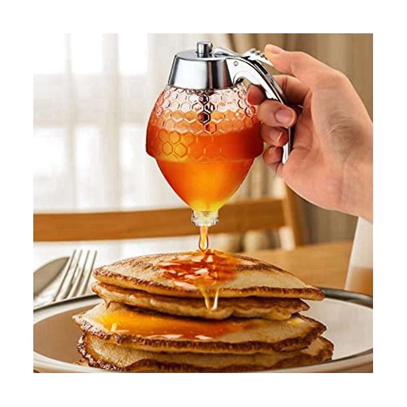 Honey Dispenser Syrup Dispenser Acrylic Honey Pot No Drip Honey Pourer Dispenser for Pancakes Syrup