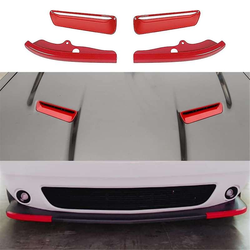 Hood Air Outlet Front Bumper Lip Splitter Protector Cover Trim for 2015-2024 Accessories,C