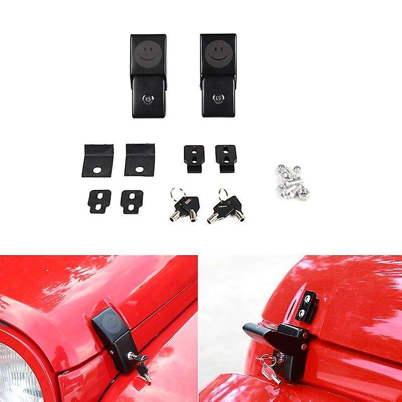 Hood Latches Locking Hood Catch Kit for Wrangler JK 2007-2017 JL JLU 2018-2021 JT 2020, Smile
