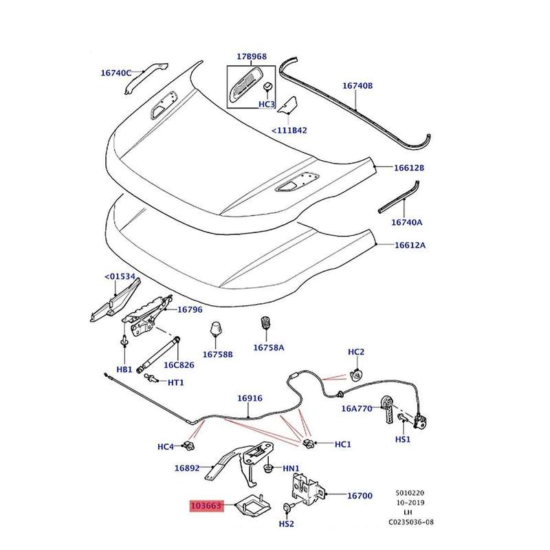 Hood Lock Holder Cover Guide Hook LR056535 for Range Evoque Sport for XF LR075617 LR027407 LR054326