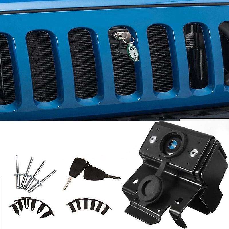 Hood Lock Kit Front Engine Compartment Hood Cover Anti-Theft Assembly Locking Hood Catch for JK 07-1