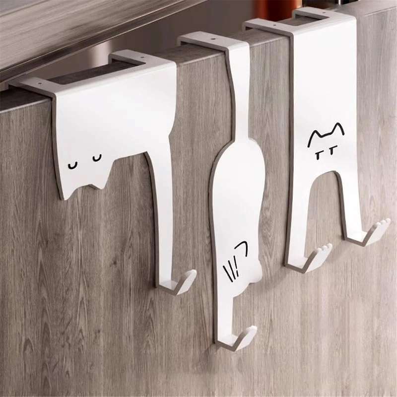Hook Rack Behind the Door Punching-Free Kitchen Cupboard Door Wall Hanger Storage Clothes Hat Key Ar