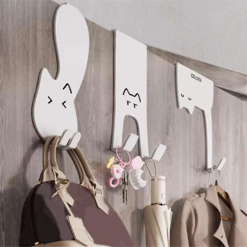 Hook Rack Behind the Door Punching-Free Kitchen Cupboard Door Wall Hanger Storage Clothes Hat Key Ar