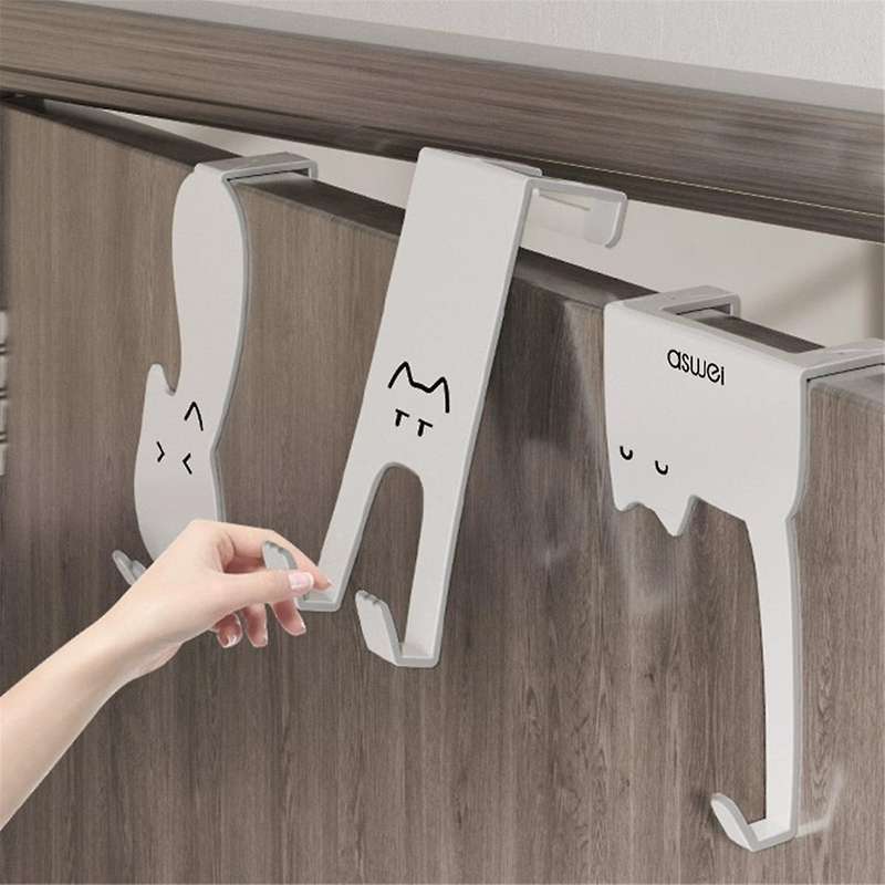 Hook Rack Behind the Door Punching-Free Kitchen Cupboard Door Wall Hanger Storage Clothes Hat Key Ar