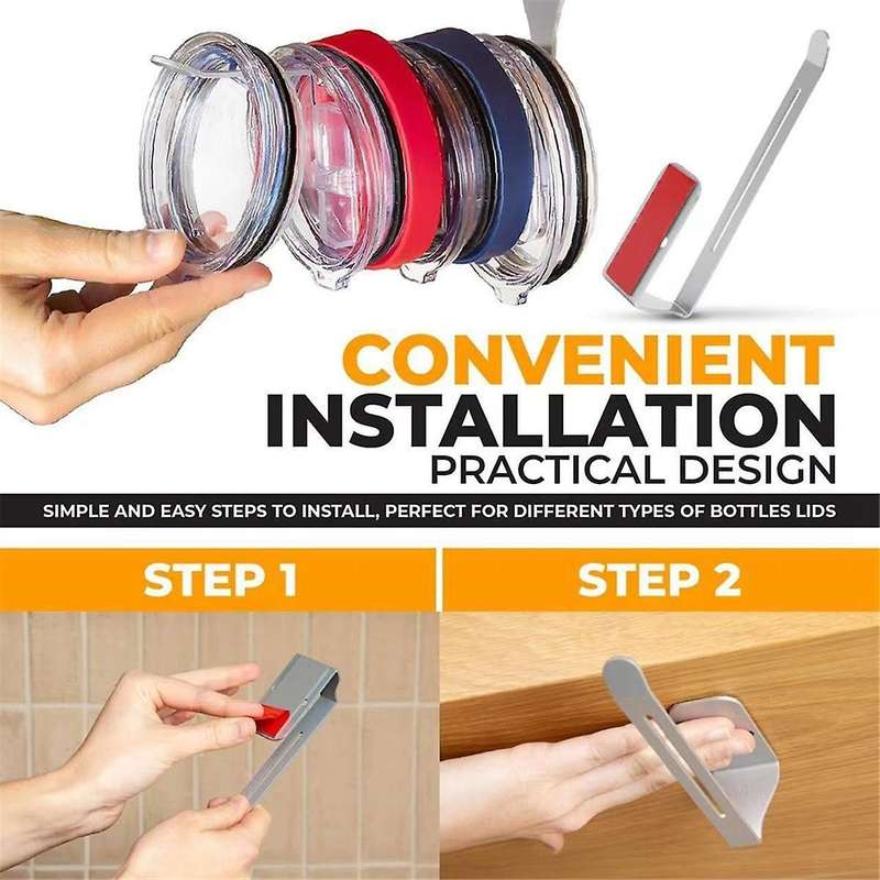 Horizontal Lid Storage Rack Saves Space Under Cabinets Storage Jar Lid Storage Rack for Kitchen Bar