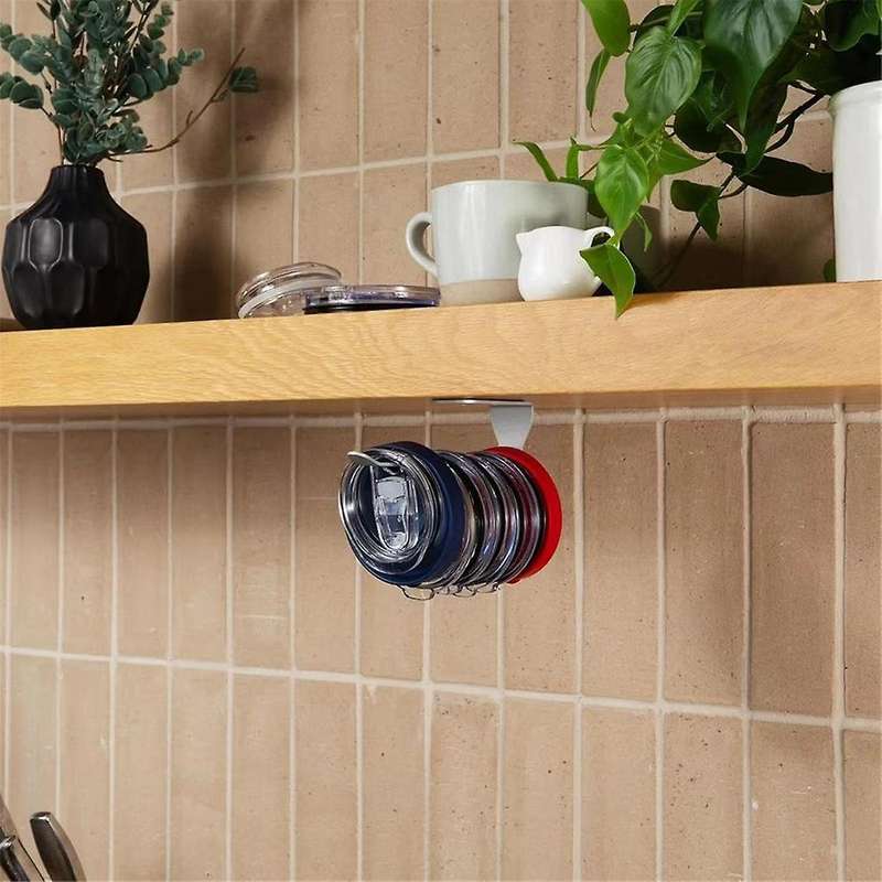 Horizontal Lid Storage Rack Saves Space Under Cabinets Storage Jar Lid Storage Rack for Kitchen Bar