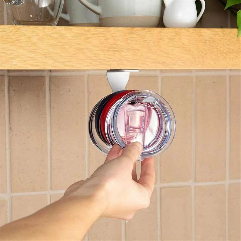 Horizontal Lid Storage Rack Saves Space Under Cabinets Storage Jar Lid Storage Rack for Kitchen Bar