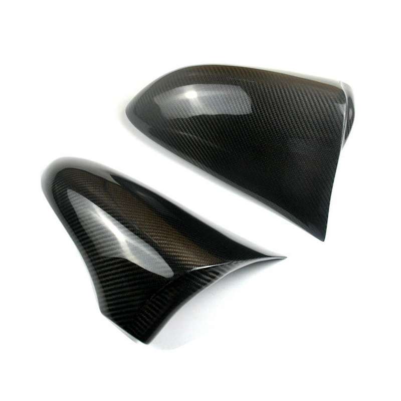 Horn Style Carbon Fiber Glossy Black Wing Rear View Mirror Cover Cap Case Trim for Is Gs Es Rc Righ