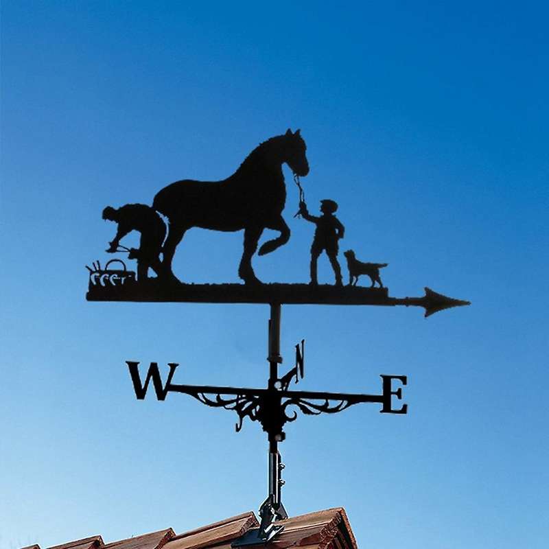 Horse-Shaped Weather Vane Stainless Steel Spray Paint Outdoor Table Roof Ornaments