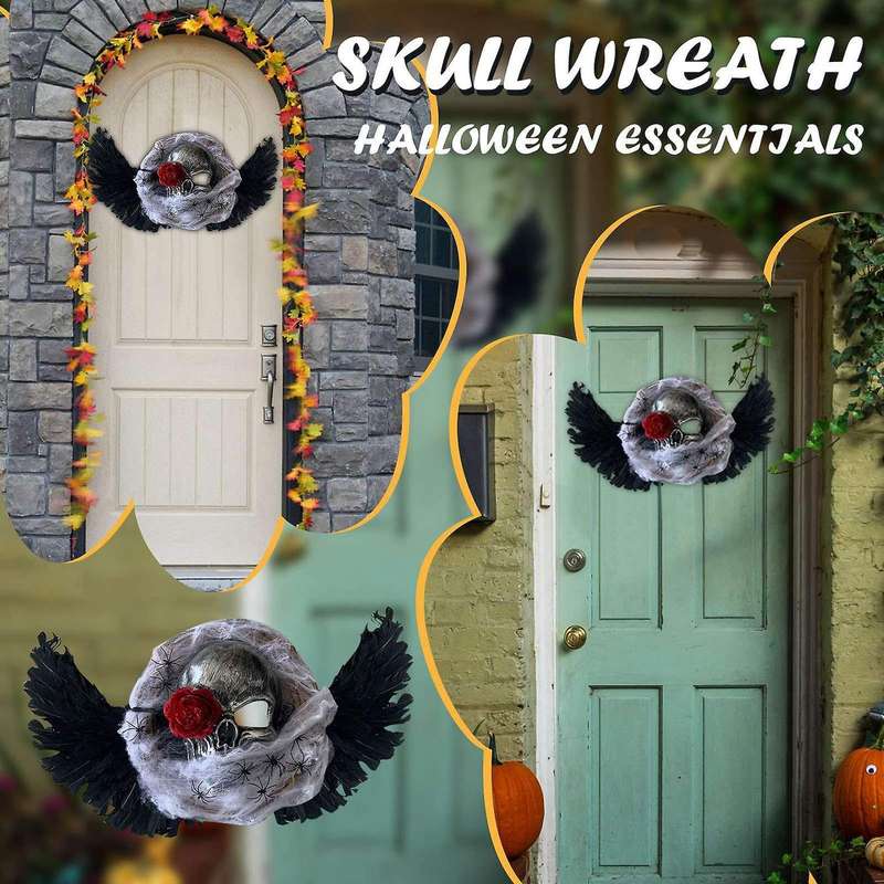 Horror Halloween Wreath Flower Skull Mask Wreath Home Door Decoration Halloween Party Supplies Garla