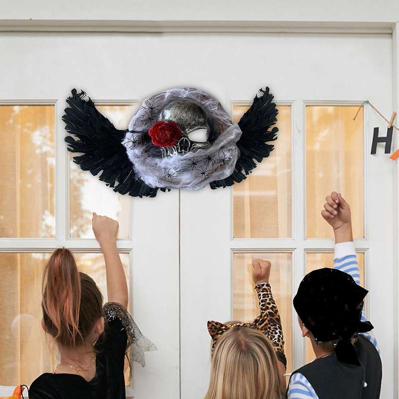 Horror Halloween Wreath Flower Skull Mask Wreath Home Door Decoration Halloween Party Supplies Garla