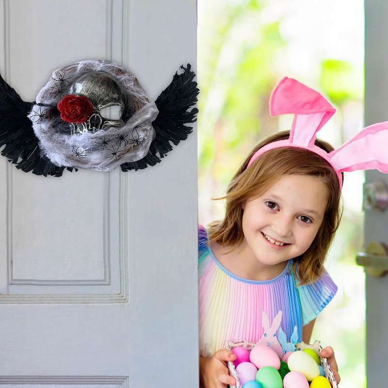 Horror Halloween Wreath Flower Skull Mask Wreath Home Door Decoration Halloween Party Supplies Garla