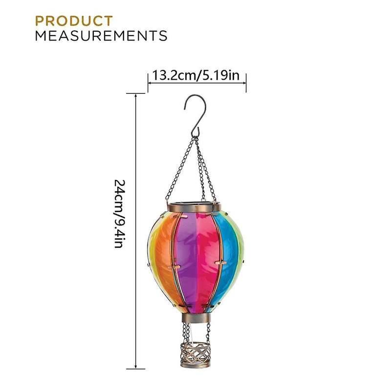 Hot Air Balloon Solar Lantern with Flickering Flame Light, Outdoor Solar Hanging Lights Waterproof f