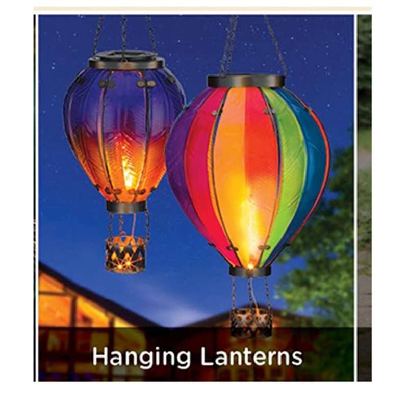Hot Air Balloon Solar Lantern with Flickering Flame Light, Outdoor Solar Hanging Lights Waterproof f