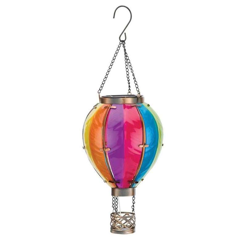 Hot Air Balloon Solar Lantern with Flickering Flame Light, Outdoor Solar Hanging Lights Waterproof f