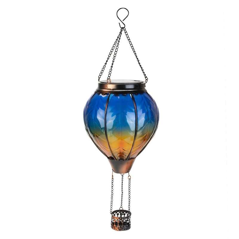 Hot Air Balloon Solar Lantern with Flickering Flame Light Outdoor Solar Hanging Lights Waterproof fo