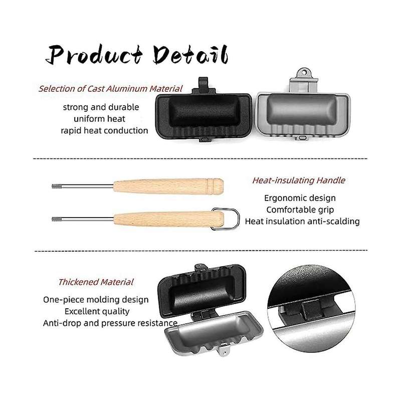 Hot Dog Toaster , Double-sided Sandwich Baking Pan, Cheese Maker Sandwich Maker Flip Pan,camping Fr