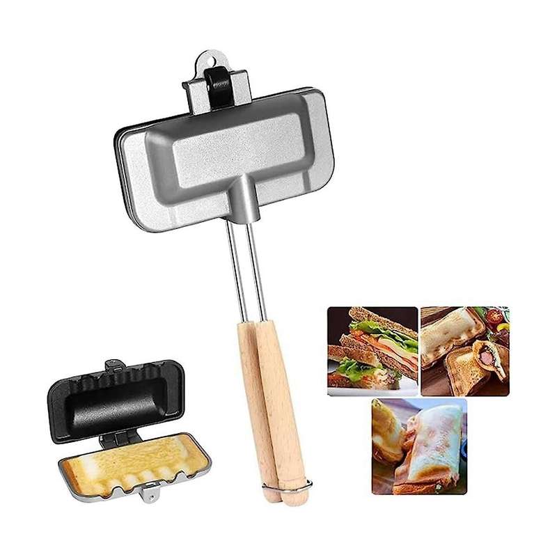 Hot Dog Toaster , Double-sided Sandwich Baking Pan, Cheese Maker Sandwich Maker Flip Pan,camping Fr
