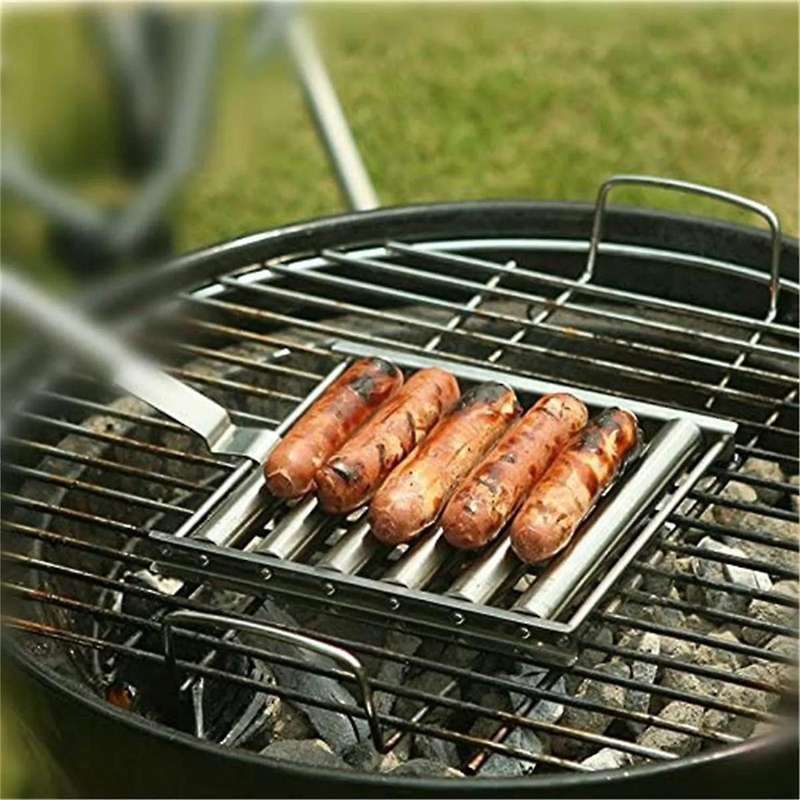 Hot Dog Roller Sausage Roller Rack Stainless Steel Barbecue Hot Dog Rack Sausage Grill Rack Barbecue