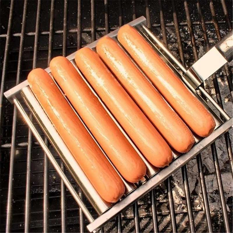Hot Dog Roller Sausage Roller Rack Stainless Steel Barbecue Hot Dog Rack Sausage Grill Rack Barbecue