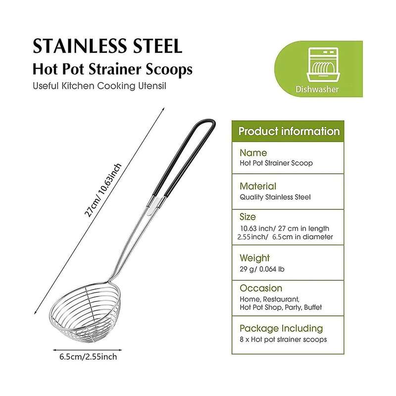 Hot Pot Strainer Scoops, Stainless Steel Hot Pot Strainer Spoons Mini Mesh Skimmer Spoon Strainer L