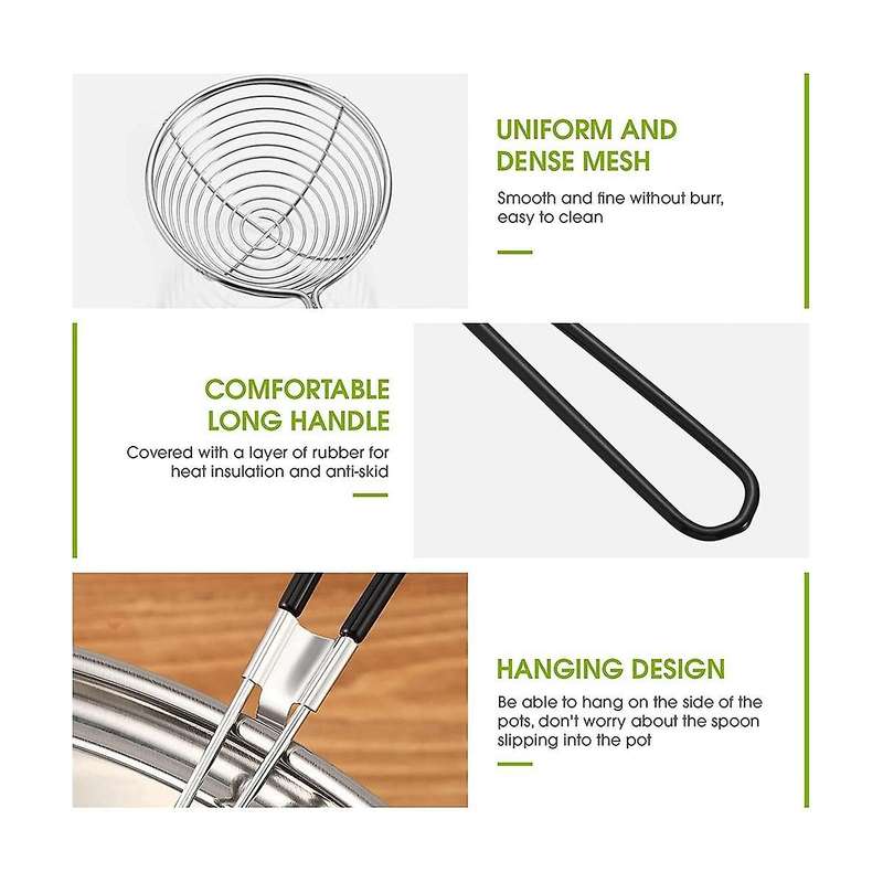 Hot Pot Strainer Scoops, Stainless Steel Hot Pot Strainer Spoons Mini Mesh Skimmer Spoon Strainer L
